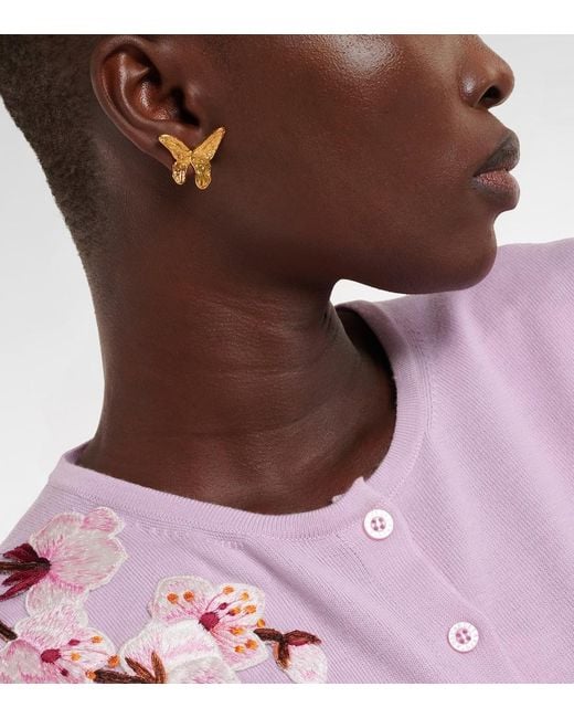 Oscar de la Renta Metallic Butterfly Earrings