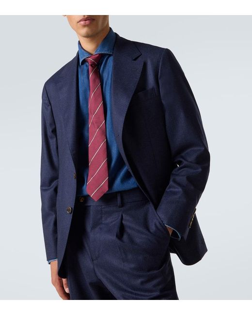 Brunello Cucinelli Blue Virgin Wool Suit for men