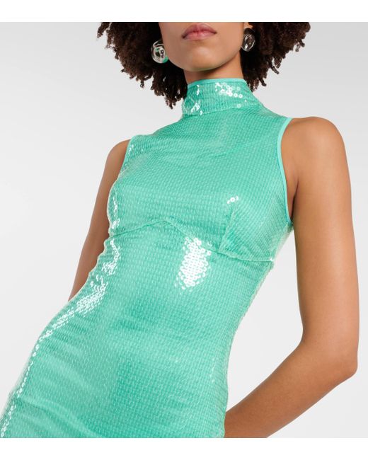 David Koma Green Halterneck Sequined Gown