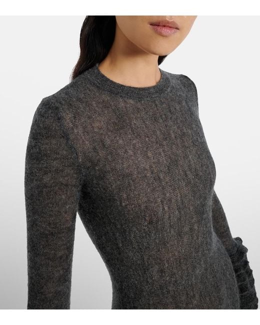 Alaïa Black Noir Frill-Cuff Knitted Wool-Blend Midaxi Dress