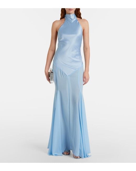 Bananhot Blue Andrea Halterneck Maxi Dress