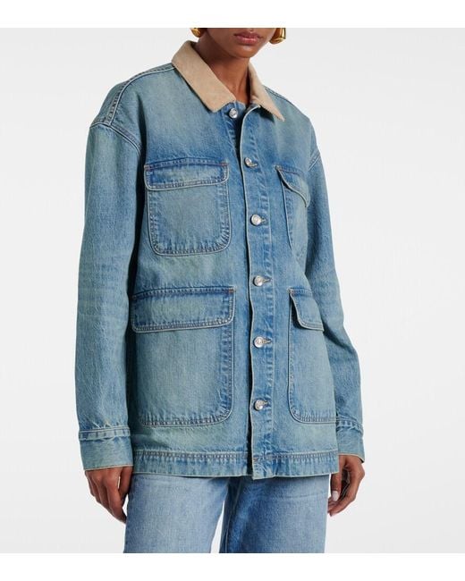 SLVRLAKE Denim Blue Hayden Corduroy-Trimmed Denim Jacket