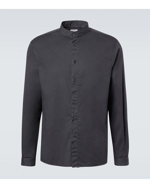 Brunello Cucinelli Blue Cotton Shirt for men