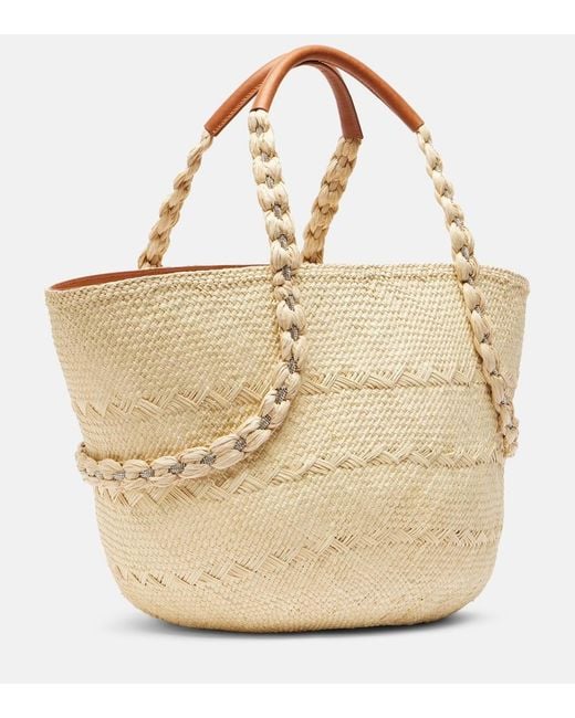 Aquazzura Natural Isla Raffia Tote Bag
