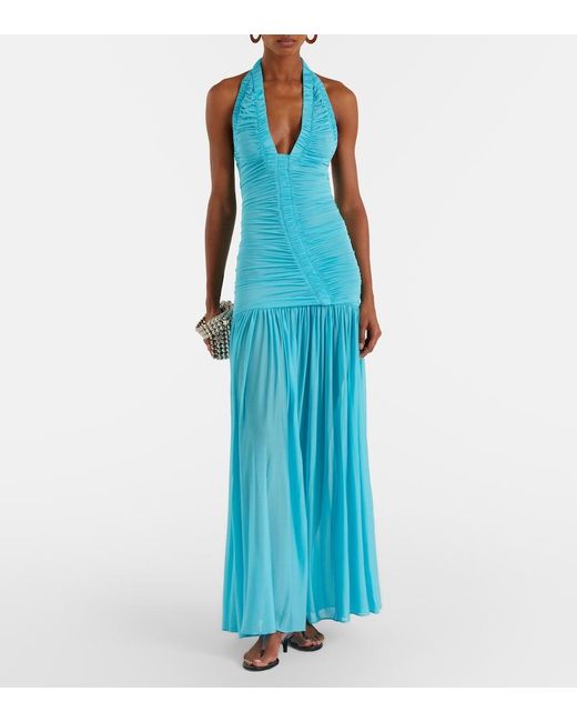 Christopher Esber Blue Orion Ruched Jersey Maxi Dress