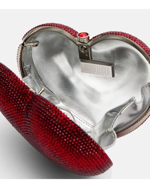 Judith Leiber Red L'Amour Petit Cour Embellished Clutch
