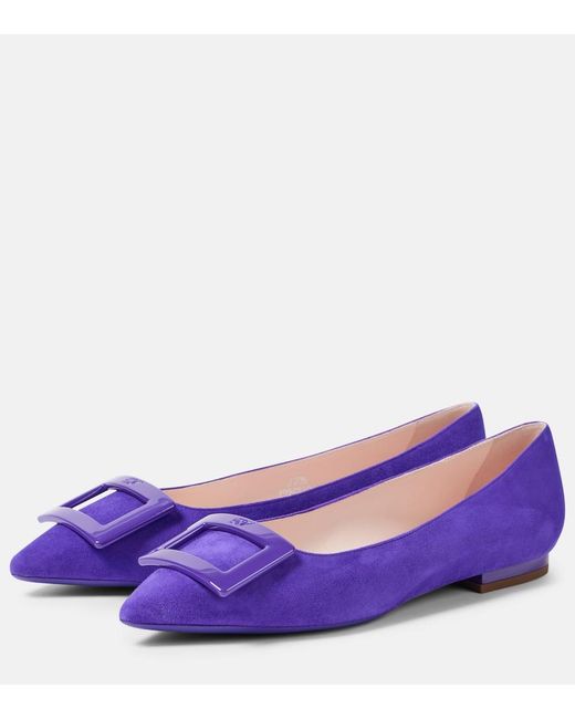 Roger Vivier Purple Gommettine Suede Ballet Flats
