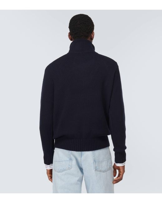 Allude Blue Cashmere Half-zip Sweater for men