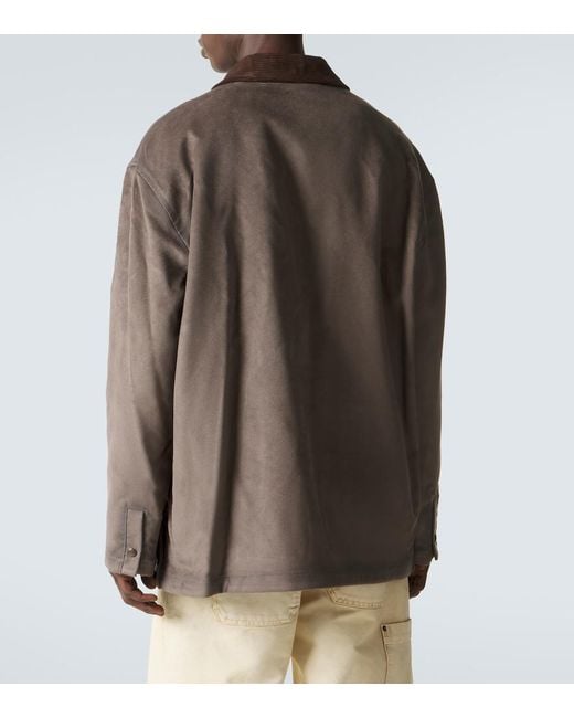 Loewe Brown Suede-Trimmed Jacket for men