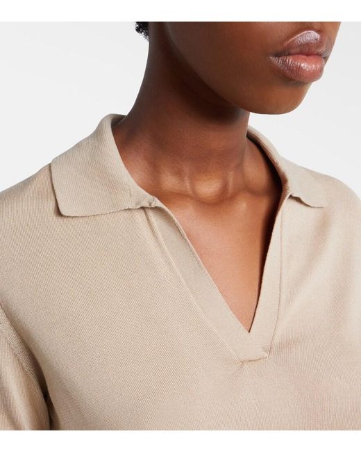 Altuzarra Natural Clay Cropped Cotton And Silk Polo Sweater