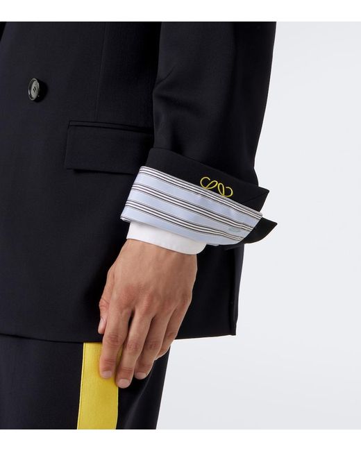 Loewe Blue Double-Breasted Wool Blazer for men