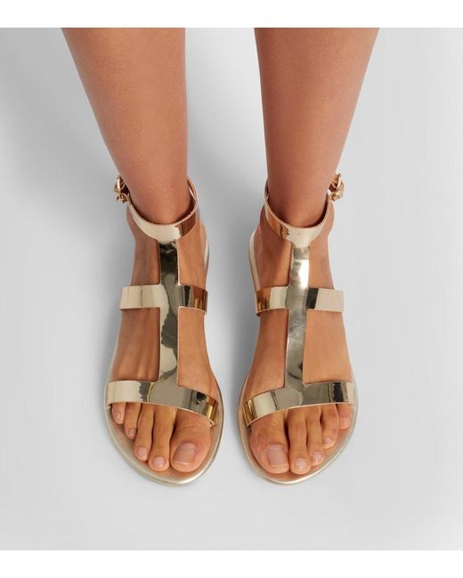 Ancient Greek Sandals Natural Fedra Metallic Leather Gladiator Sandals
