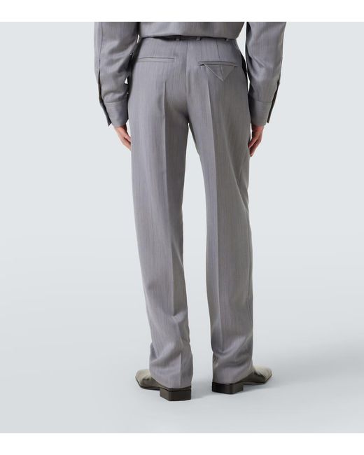 Bottega Veneta Weite Hose Aus Wolle in Gray für Herren