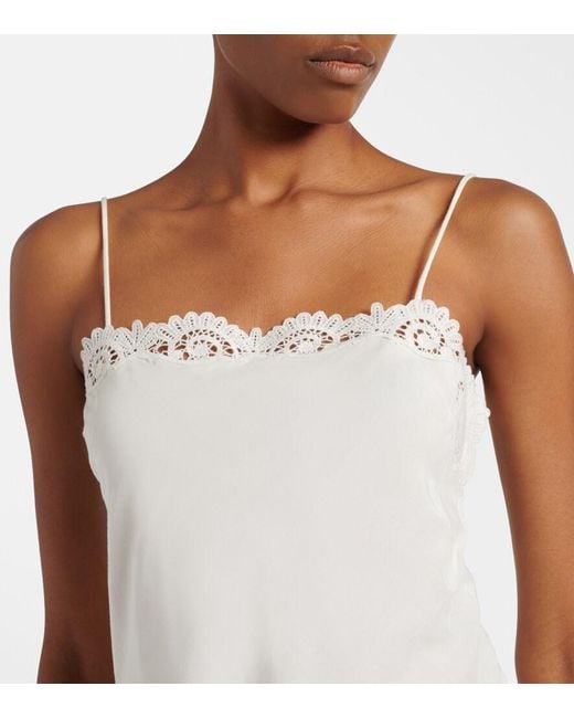 Posse White Darya Embroidered Cotton And Silk Minidress