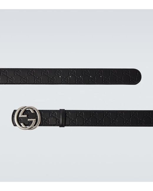 Gucci Black Interlocking G Reversible Leather Belt for men