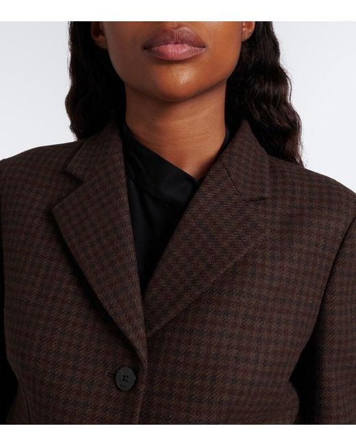 Gucci Brown Houndstooth Wool-Blend Blazer