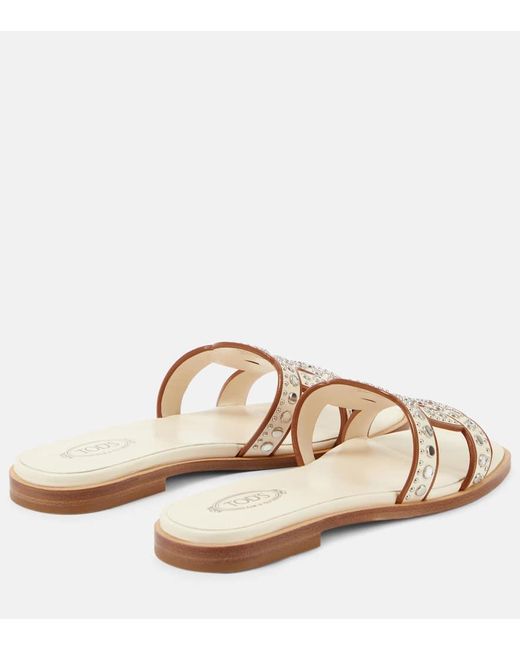 Tod's Natural Kate Studded Leather Sandals