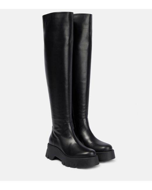 Gianvito Rossi Leather Knee-high Boots in Black | Lyst