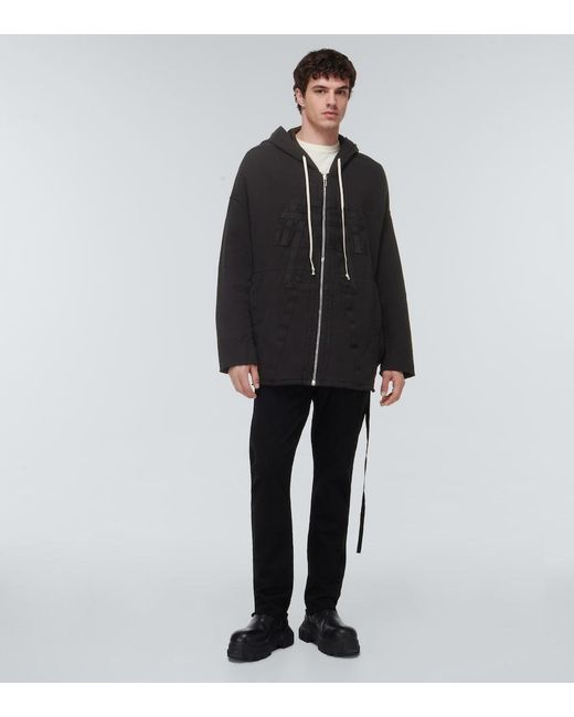 Rick Owens Black Zip-Up Cotton Hoodie for men