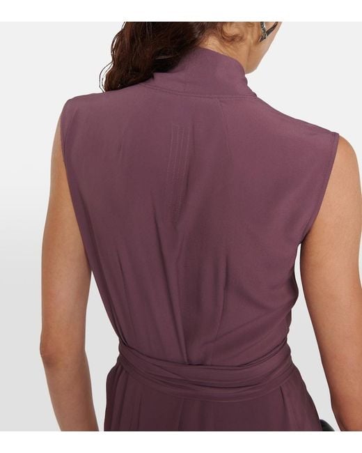 Rick Owens Purple V-neck Wrap Sleeveless Gown