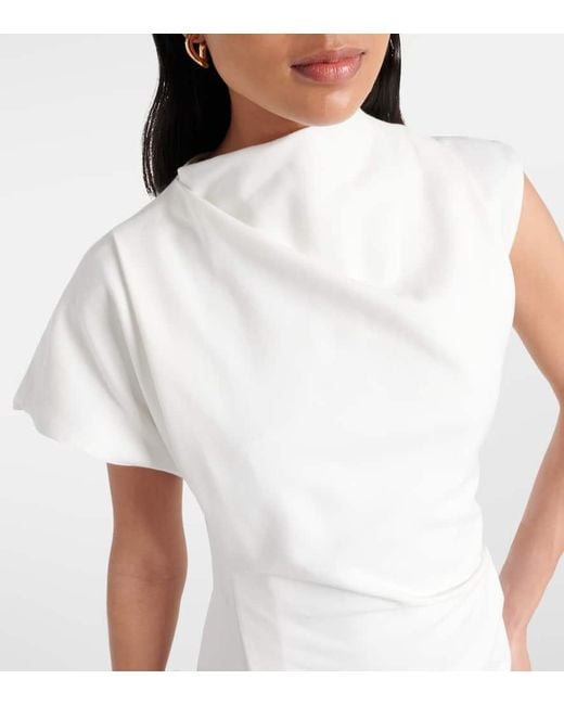 TOVE White Zola Draped Cotton-blend Midi Dress