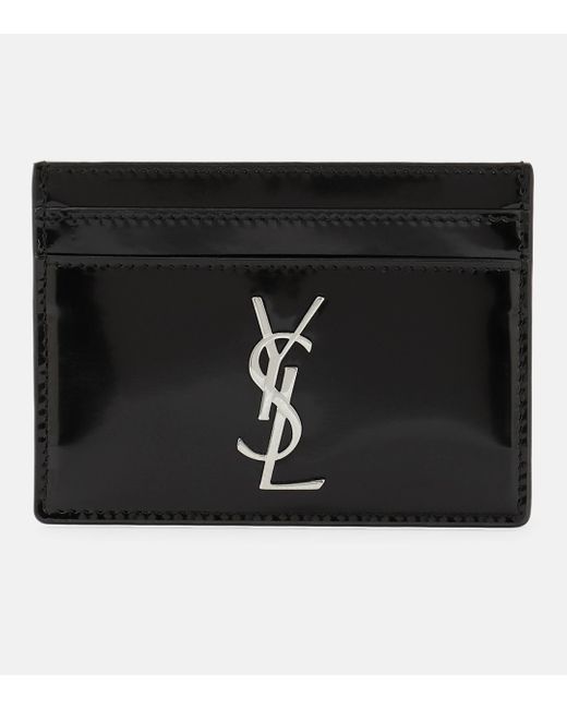 Saint Laurent Black Cassandre Leather Card Holder