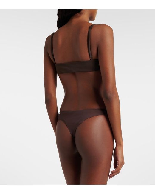 Christopher Esber Brown Embellished Ring-Detail Bikini Bottoms