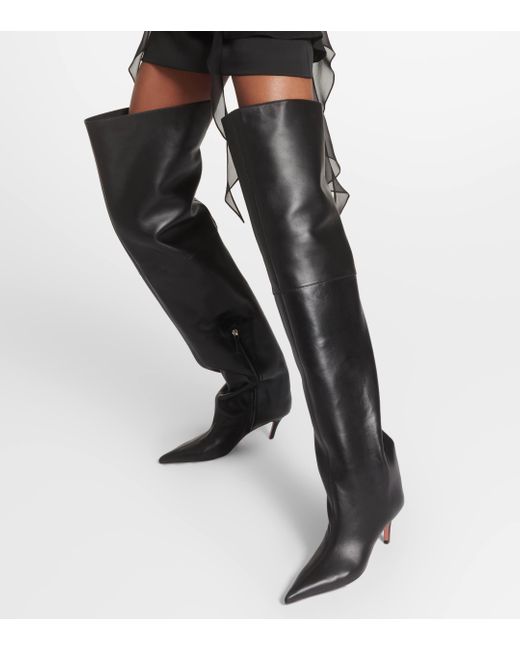 AMINA MUADDI Black Fiona 60 Leather Over-the-knee Boots
