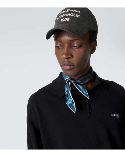 Acne Gray Embroidered Logo Cotton Baseball Cap for men