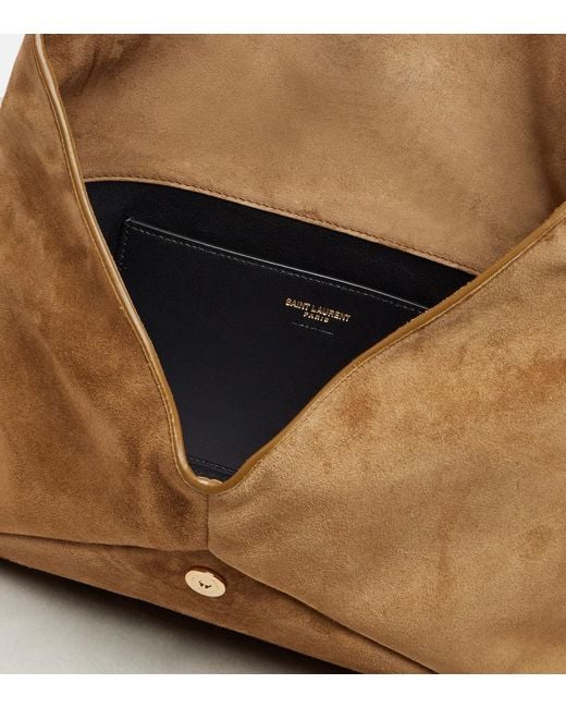 Saint Laurent Brown Cassandre Large Suede Clutch