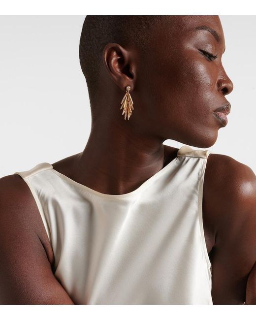 Ileana Makri Metallic Grass Sunshine Drop 18kt Gold Earrings With Diamonds