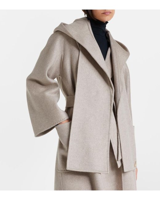 Max Mara Natural Hooded Cashmere Scarf
