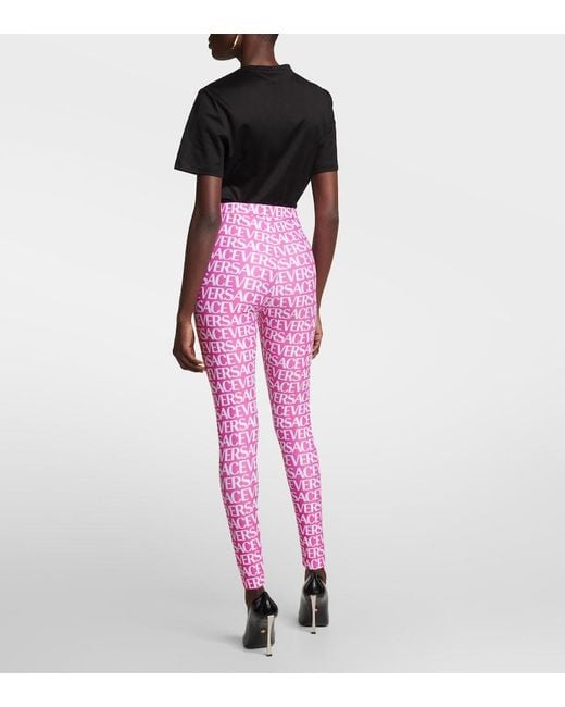 Versace Pink Logo Printed leggings