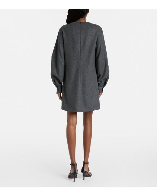 Brunello Cucinelli Gray Wool And Cashmere Minidress