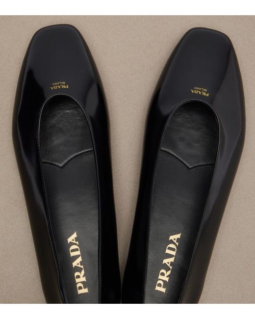 Prada Black Leather Ballet Flats
