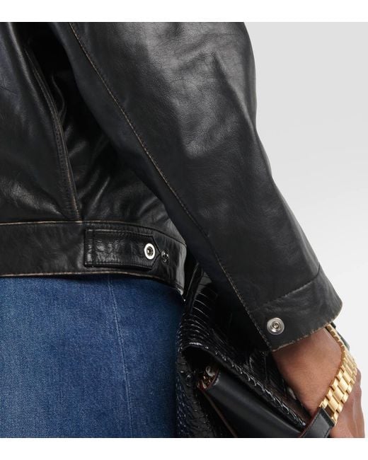Victoria Beckham Black Oversize-Jacke aus Leder