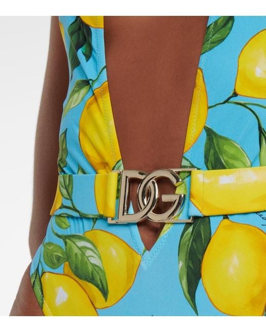 Dolce & Gabbana Multicolor Printed Halterneck Swimsuit