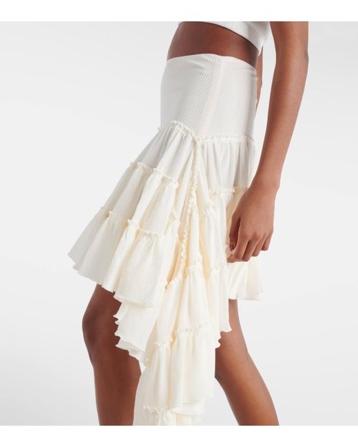 Loewe White Ruffled Miniskirt