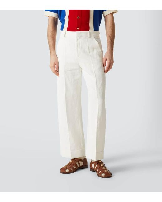 Pantalon Ample En Coton Et Lin Valentino pour homme en coloris White