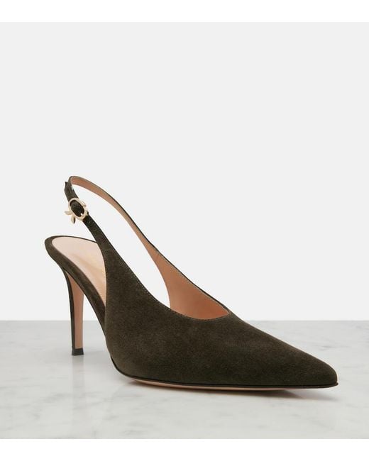 Gianvito Rossi Green Robbie Suede Slingback Pumps