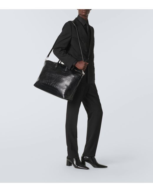 Saint Laurent Giant Croc Effect Leather Tote Bag in Black for Men Lyst UK