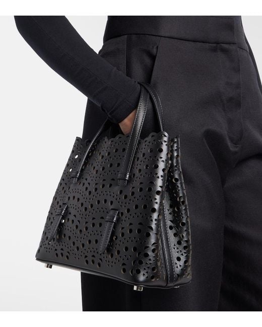 Alaïa Black Mina 20 Vienne Leather Top-Handle Bag