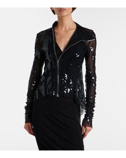Rick Owens Black Gary Sequined Tulle Jacket