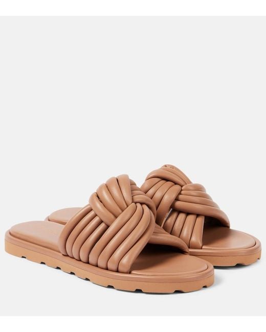 Gianvito Rossi Brown Ottavia Leather Slides