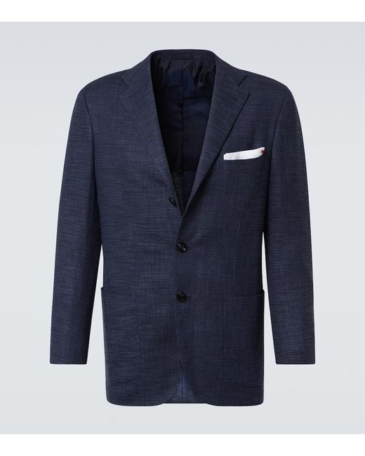 Kiton Blazer Aus Wolle, Seide Und Baumwolle in Blue für Herren