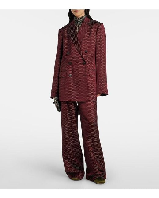 Dries Van Noten Red Polka-Dot Double-Breasted Blazer
