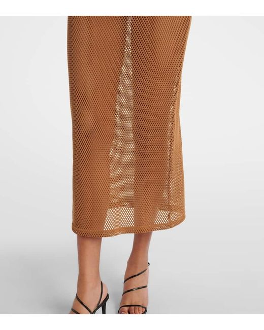 Courreges Brown Sheer Cotton Mesh Midi Dress