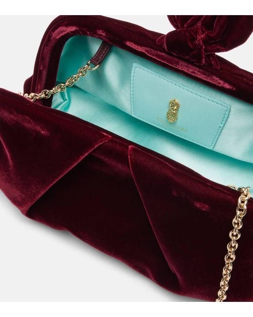 Aquazzura Red Bow Tie Small Velvet Clutch