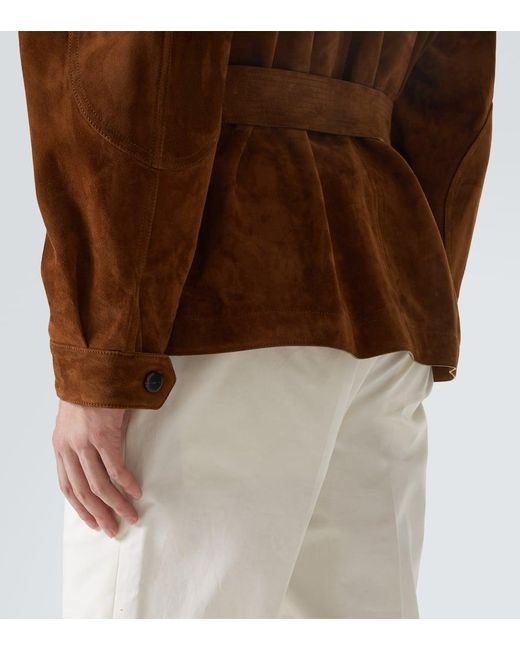 Dunhill Brown Belted Suede Field Jacket for men