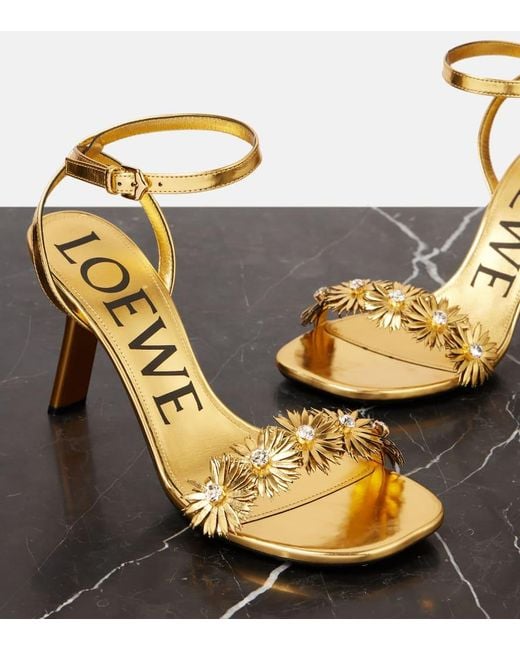 サンダル・ミュール Loewe Paula'S Ibiza Sabot Con Tacco Petal Paula's Ibiza Petal Flower leather sandals in pink - Loewe